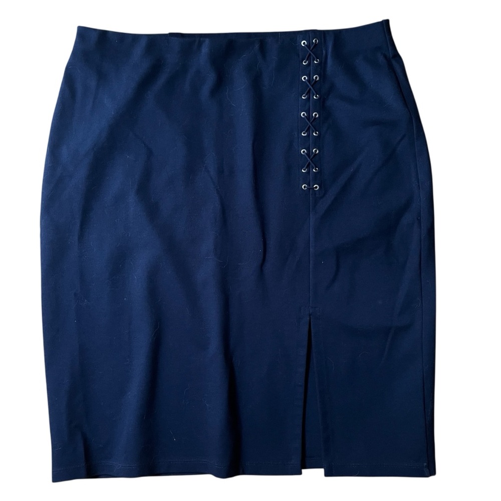 Ralph Lauren Navy Blue Skirt with Lace-Up Detail
